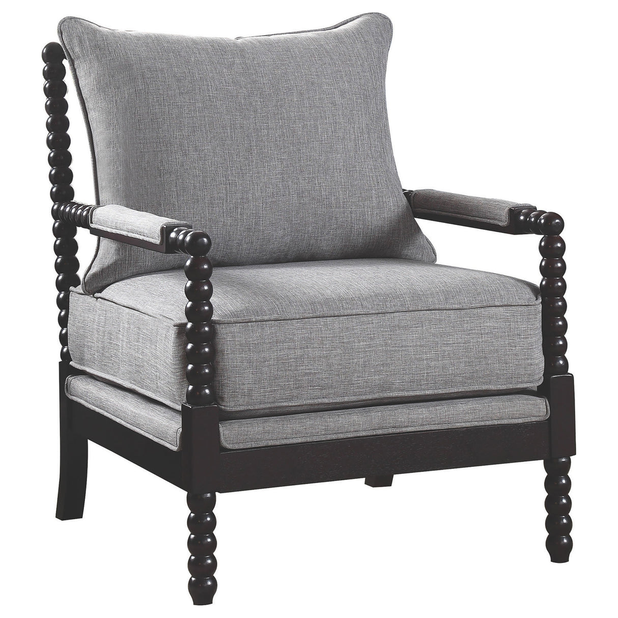 Upholstered Bobbin Accent Chair