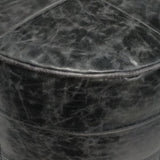 Connor Round Pouf - Distressed Black