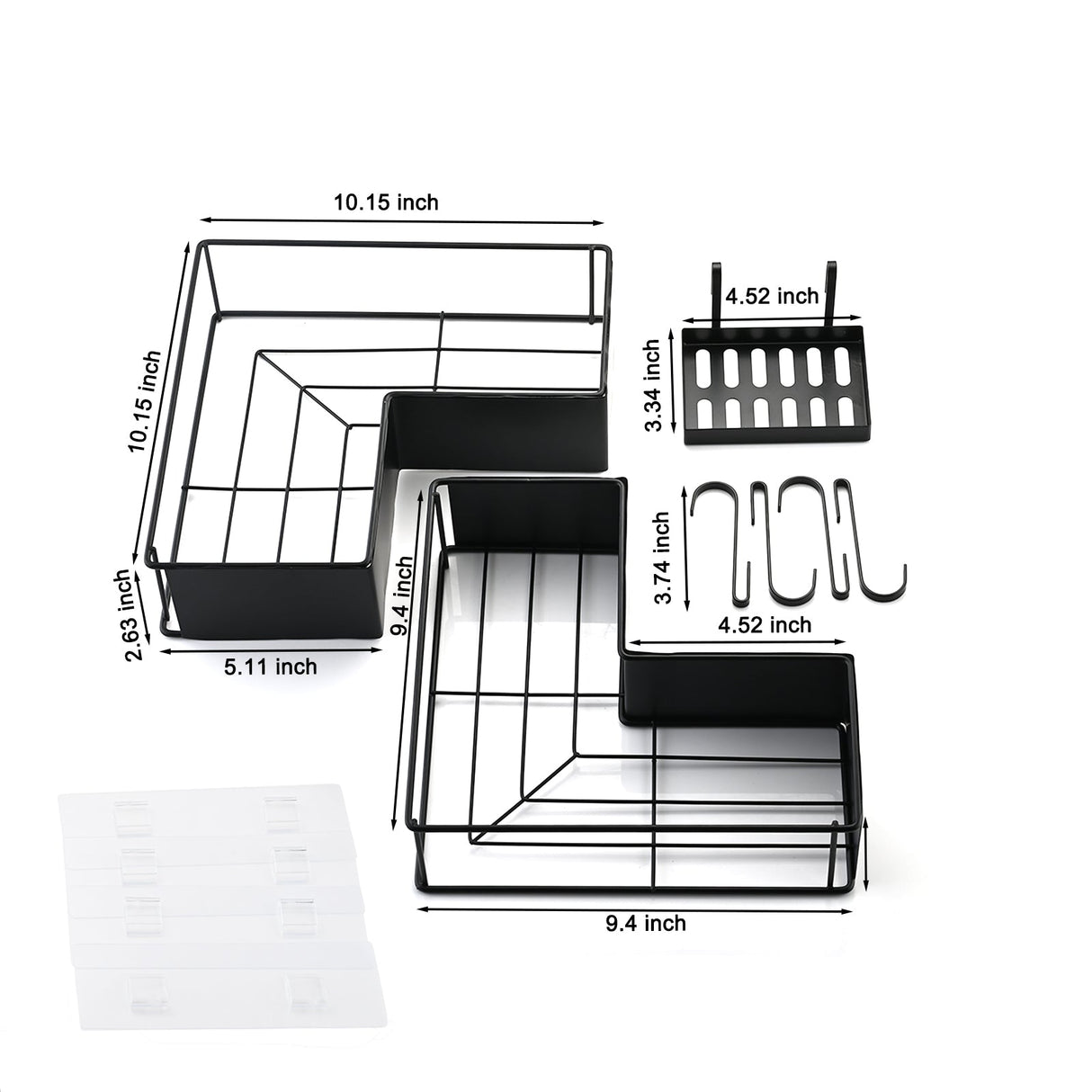 2-Pack Drill-Free Adhesive Corner Shower Caddy Organizer