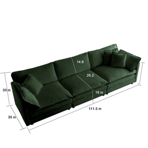 2-Piece Upholstered Sectional Sofa Set in Green Chenille