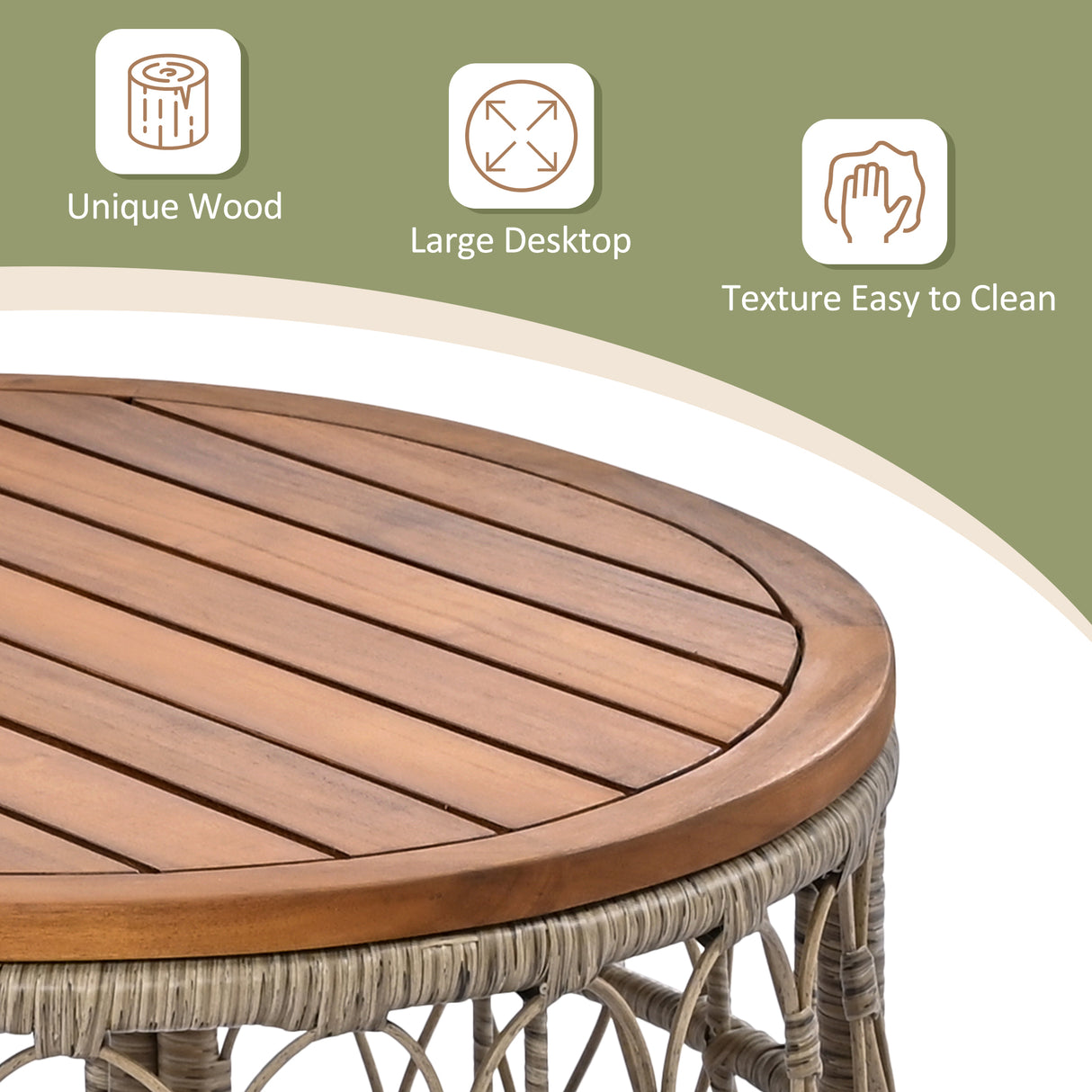 4 Piece Bohemian Wicker Chat Set With Acacia Wood Table