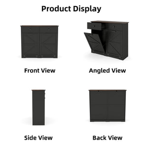 Double Tilt Out Trash Cabinet With Hideaway Drawer And Barn Door Style