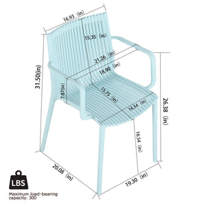 4 Piece Stackable Single Chairs With Vertical Stripe Design For All Weather