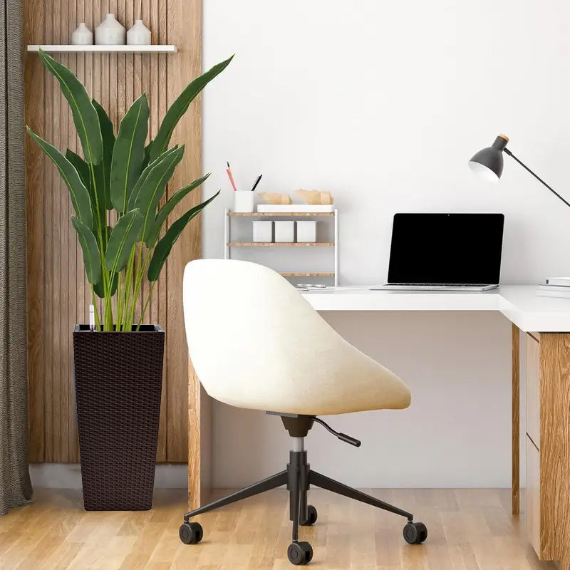 Pack of 2 Brown 22-Inch Faux Rattan Square Planters with Automatic Watering System