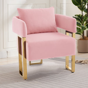 Modern Classic Design Decorative Chair Teddy Fleece Upholstered And Metal Foot
