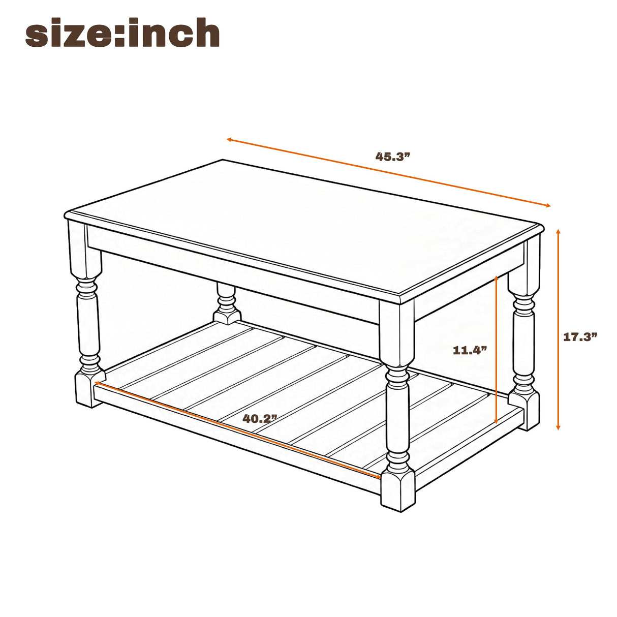 Vibe Haus Farmhouse Wooden Coffee Table