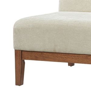 Upholstered Accent Chair - Beige / Walnut