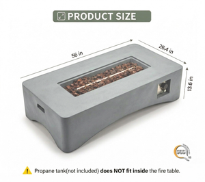 56' Propane Fire Pit Table - Rectangular Outdoor Gas Fire Pit
