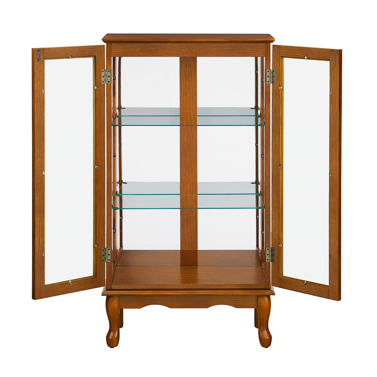 Curio Cabinet Lighted Curio Diapaly Cabinet With Adjustable Shelves And Mirrored Back Panel, Tempered Glass Doors (3 Tier), (E26 Light Bulb Not Included)