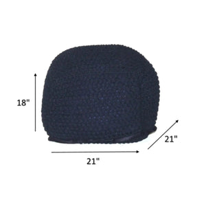 Semi Rounded Pouf Cable Knitted Perfect Seating