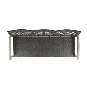 Outdoor Acacia Wood Wicker 3-Seater Sofa, Patio Furniture Conversation Set for Backyard