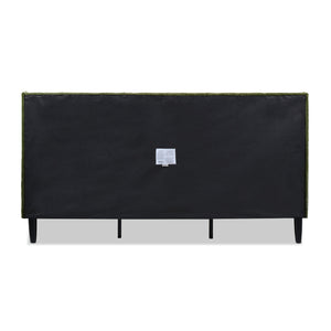 Aspen Vertical Tufted Headboard Platform Bed Set, King, Olive Green Performance Velvet