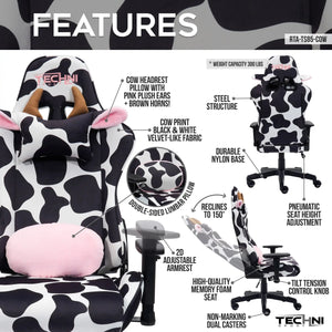 TS85 COW Print LUXX Series Gaming Chair32