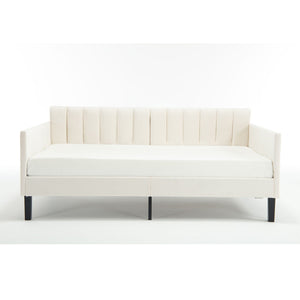 Elena - Boucle Upholstered Daybed, Ribbed Tufted Backrest