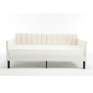 Elena - Boucle Upholstered Daybed, Ribbed Tufted Backrest