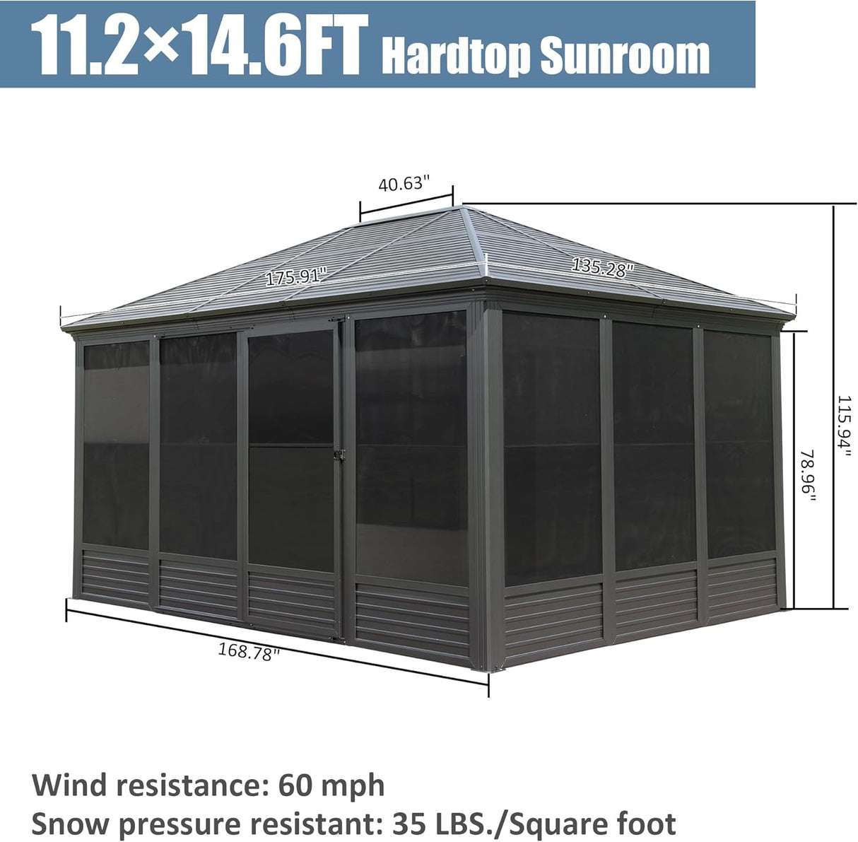 11.2x14.6FT Aluminum Hardtop Gazebo