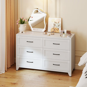 6 Drawer Dresser for Bedroom, Modern Metal Storage Chest