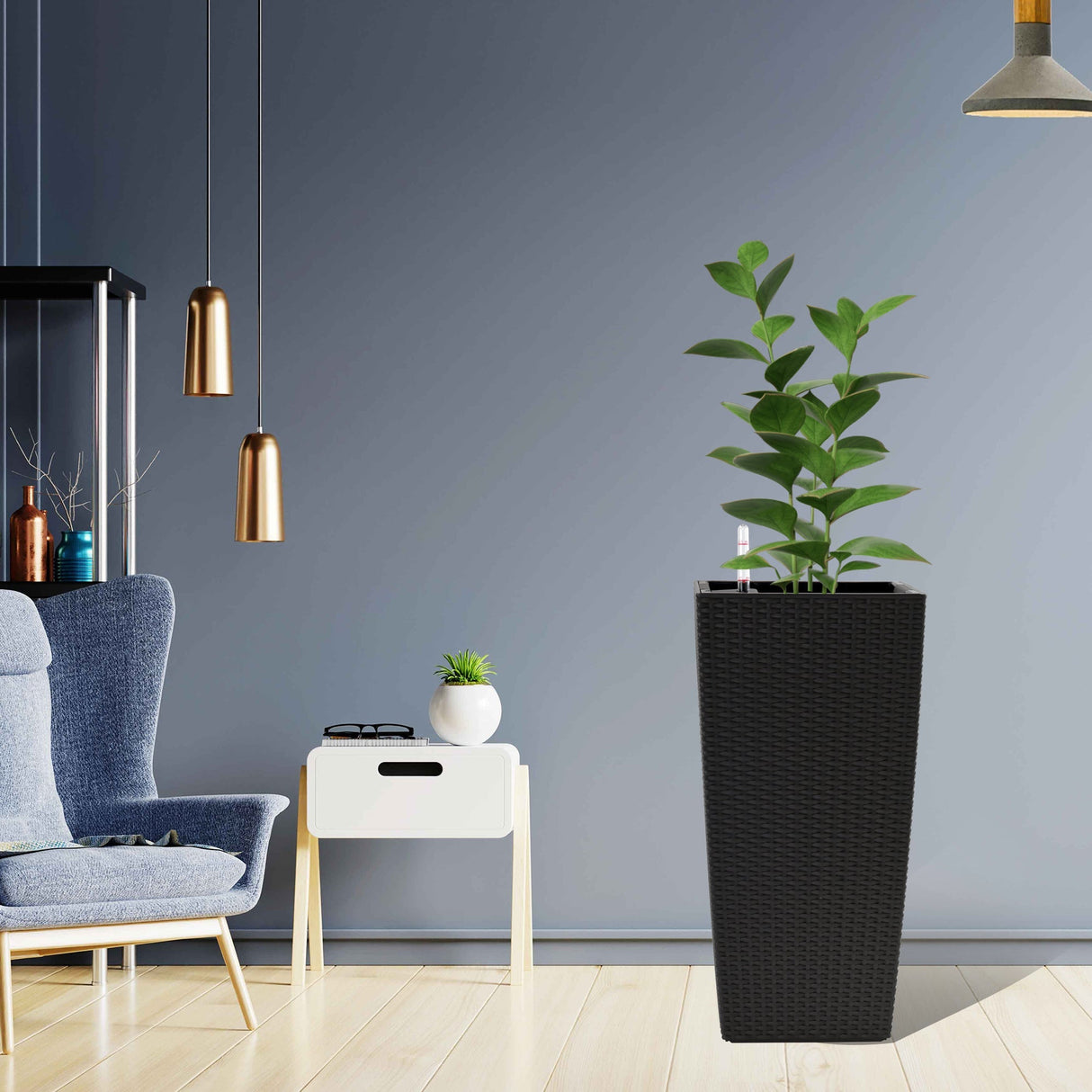 Pack of 2 Square Planters with Automatic Watering System