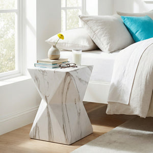 Modern Geometric MGO Side Table - Hourglass Accent Table