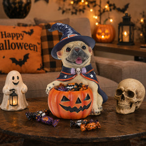 Halloween French Bulldog Witch Puppy Figurine