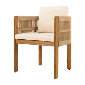 Outdoor Dining Set with Acacia Wood Table and 4 Chairs - Beige