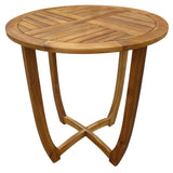 27.5' Outdoor Circular Wood Bistro Table with Curved Legs and Slat Panel