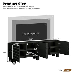 Stylish Thick Wavy Door TV Cabinet with Adjustable Shelves