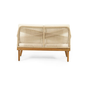 Hueber - Outdoor And Rope 4 Seater Chat Set With Cushions - Teak