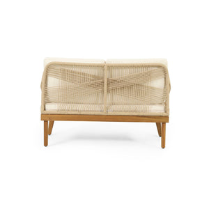 Hueber - Outdoor And Rope 4 Seater Chat Set With Cushions - Teak