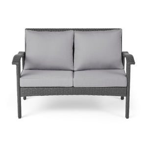 The Contoured All-Weather Wicker Loveseat by Christopher Knight Home