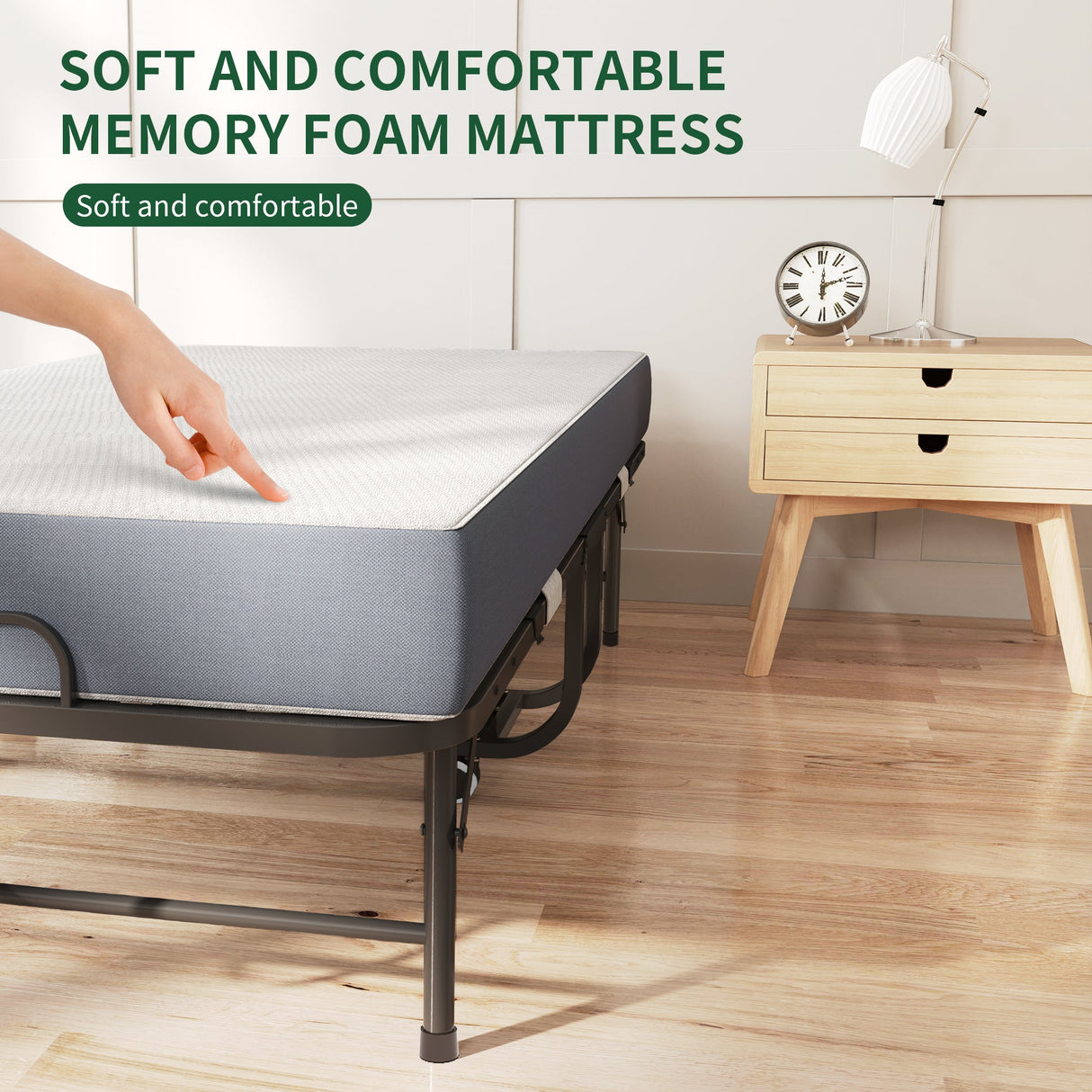 75 Inch Folding Bed with 5" Memory Foam Mattress