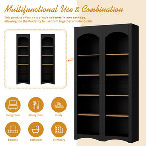 On-Trend Free Standing 5 Tier Bookshelves, Bookcases Set of 2