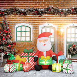 Outsunny 4.4' Christmas Inflatables Santa Claus and Gift Boxes