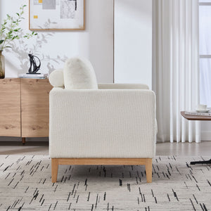 Wide Modern Performance Accent Chair With Natural Legs