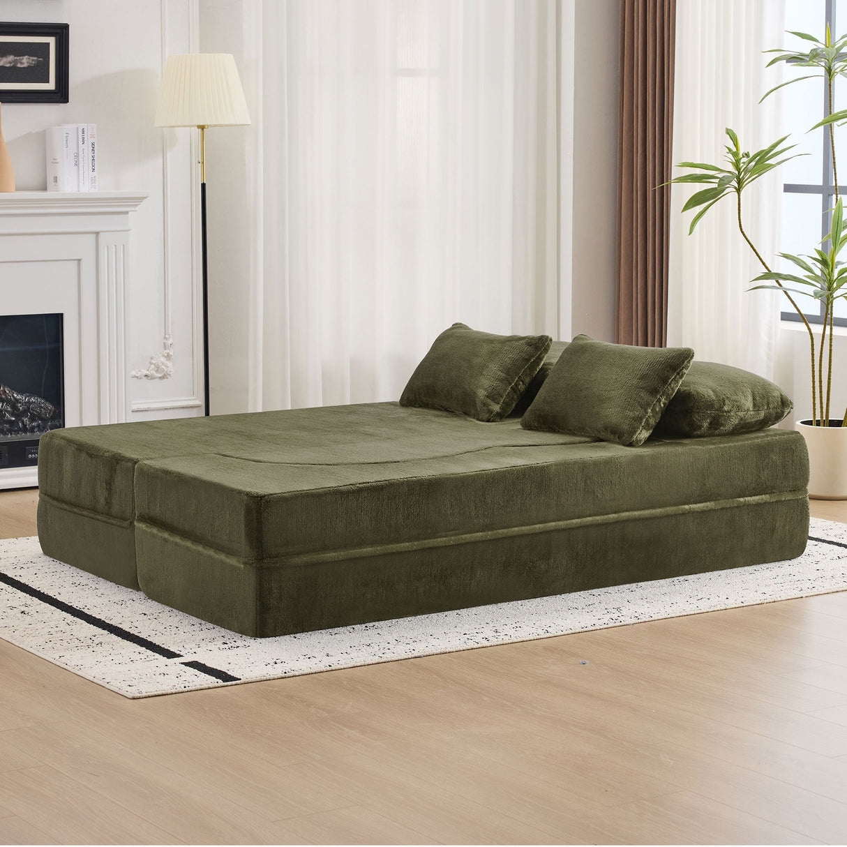 Queen Size Foldable Sofa Bed Chenille Futon Sofa Couch