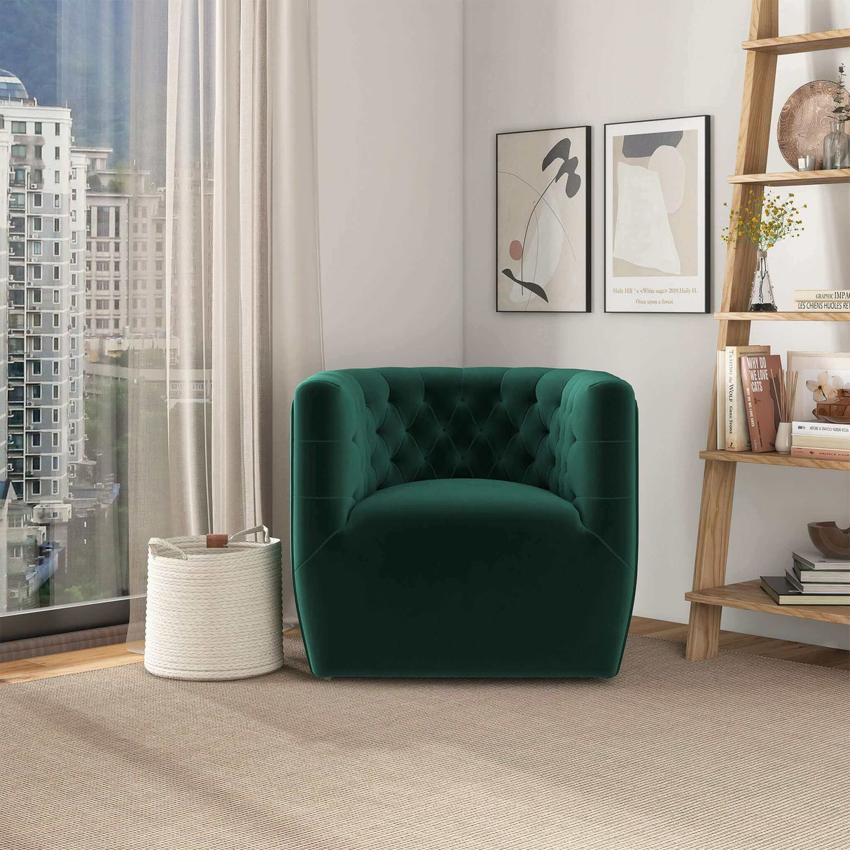 Delaney Velvet Swivel Club Chair