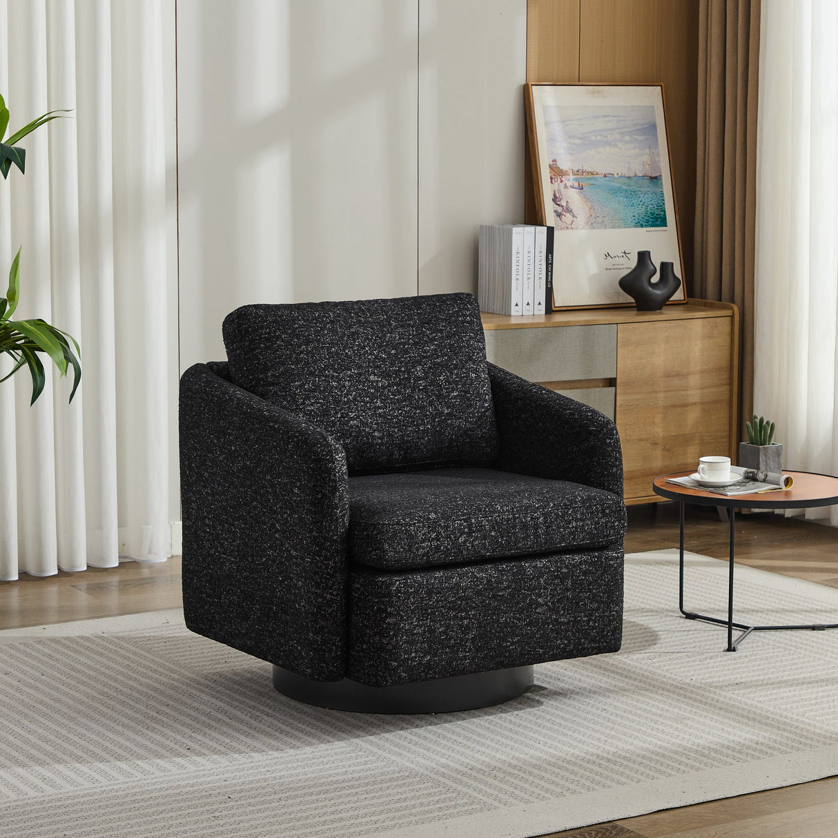 Victoria Chenille Swivel Accent Chair with Sculptural Comfort