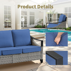 73.4" Wide Outdoor Wicker Sofa
