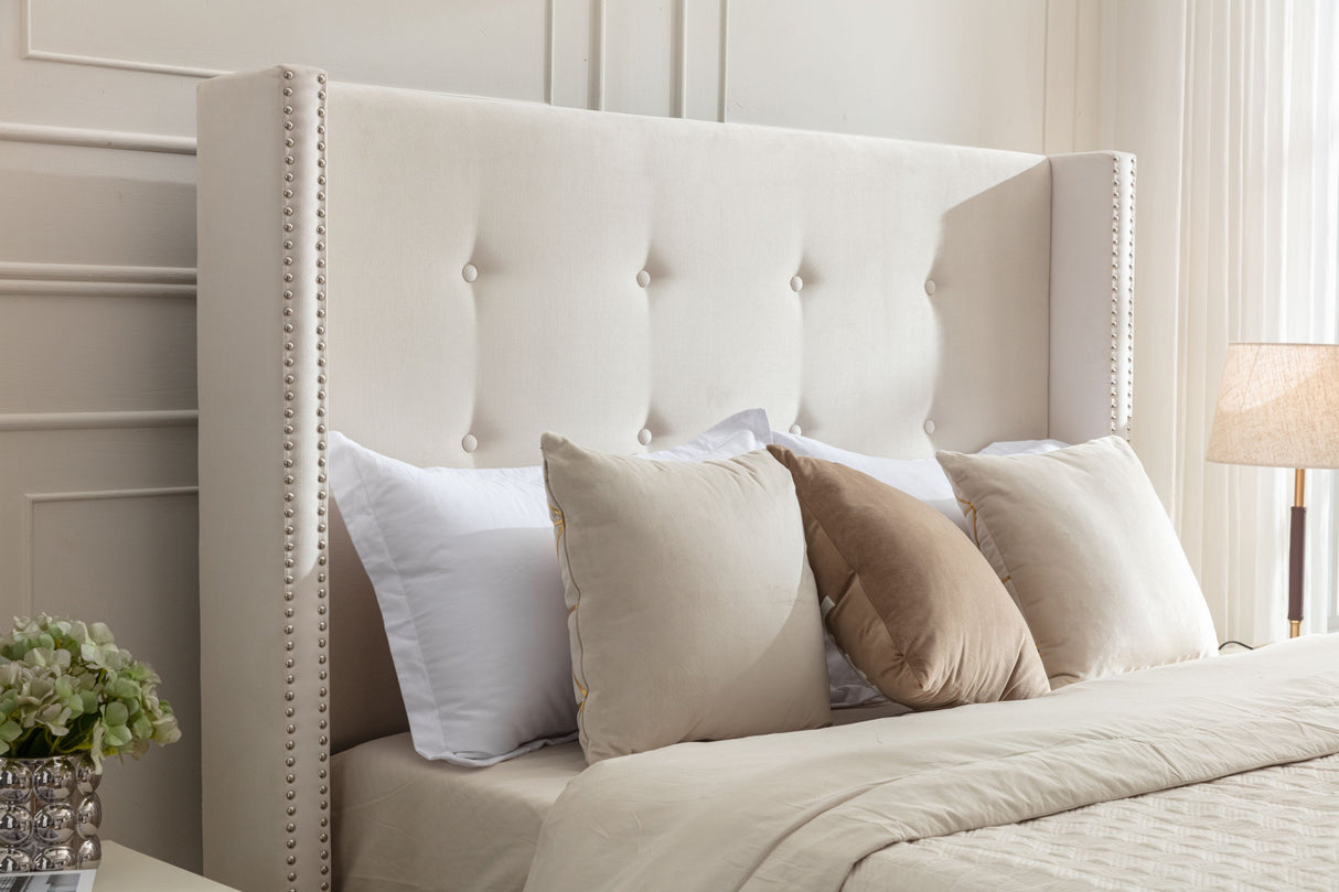 Luxury Wingback Upholstered Bed Frame