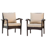 HONOLULU Brown Club Chair Set of 2 with Weather-Resistant Wicker Finish and Cushions