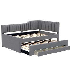 Upholstered Daybed With Trundle And 3 Drawers