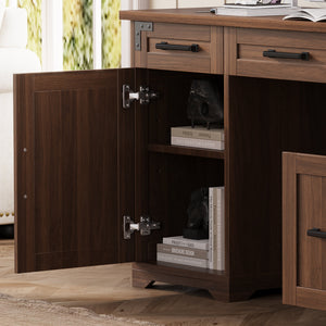 55" Farmhouse Executive Desk with Charging Station