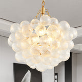 20-Inch Gold Pendant Light Chandelier with Threaded Clear Glass Globe Shade