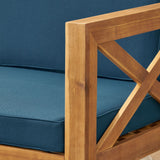 Radiat 5 Piece Outdoor L Shaped Sof Set With Coffee Table And Water Resistant Cushions - Teak