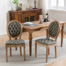 French Style Solid Wood Frame Antique Painting, Hand-Pulled Buckle Decoration Artificial Dining Chair With Nailhead Trim, Wood Legs