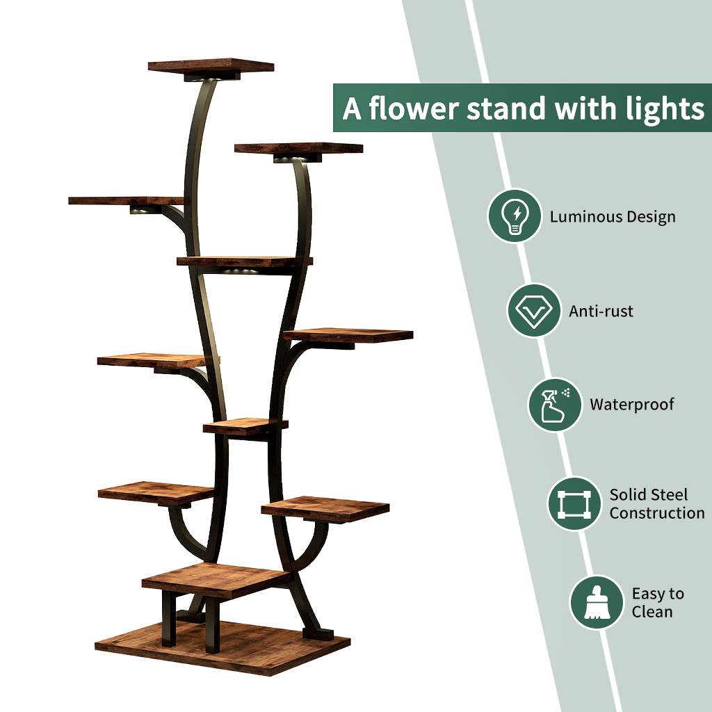 Vase Shape Plant Stand Indoor with Grow Lights