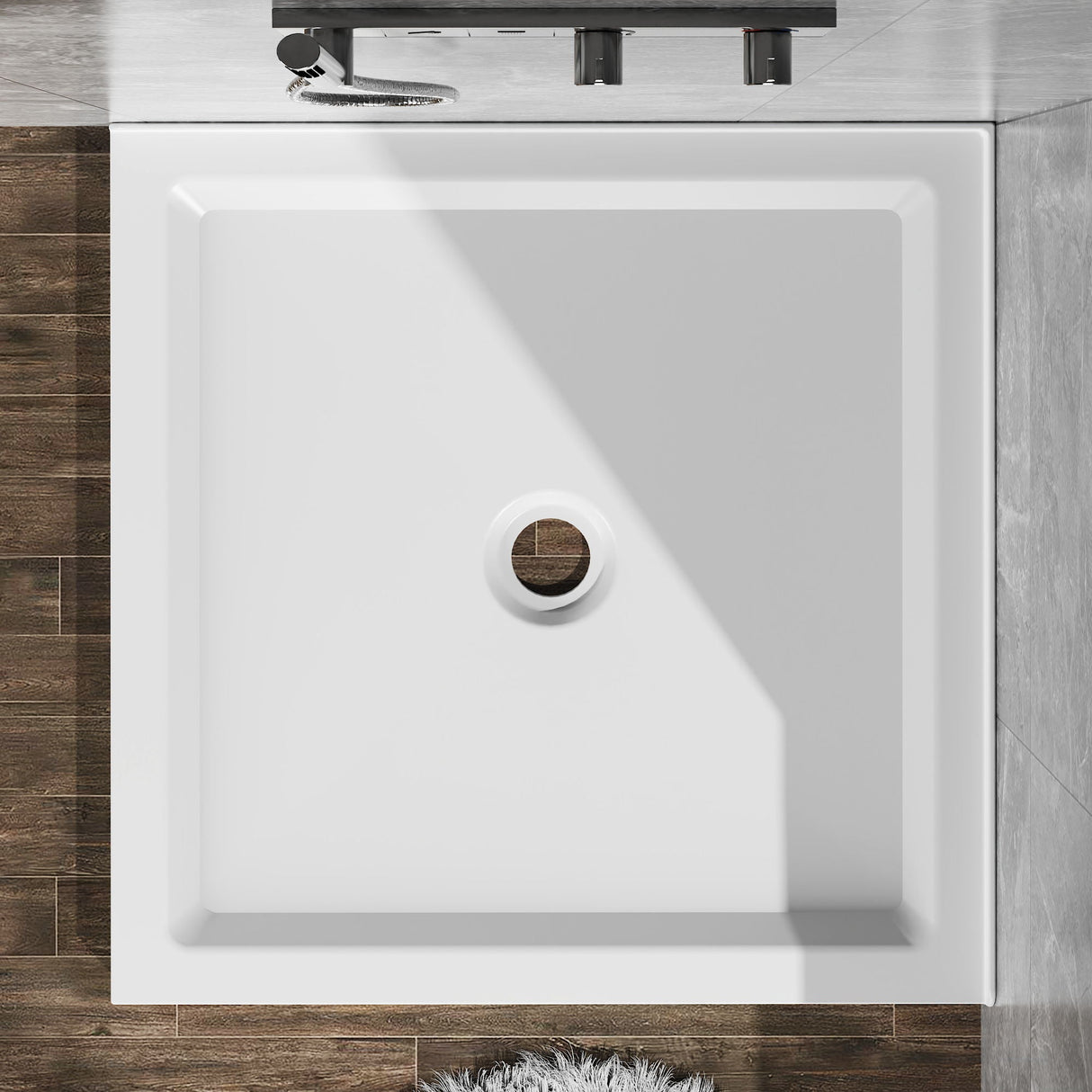 Anti Slip Double Threshold Shower Base - White