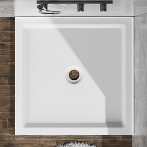 Anti Slip Double Threshold Shower Base - White