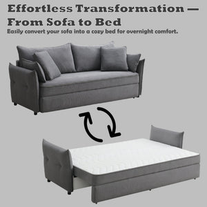 Irina Gray Fabric Sofa W/Sleeper (Toss Pillows Included)