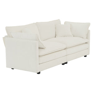 2-Piece White Chenille Sofa Set for Living Room